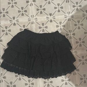 Elegant Black Lace Tiered Skirt